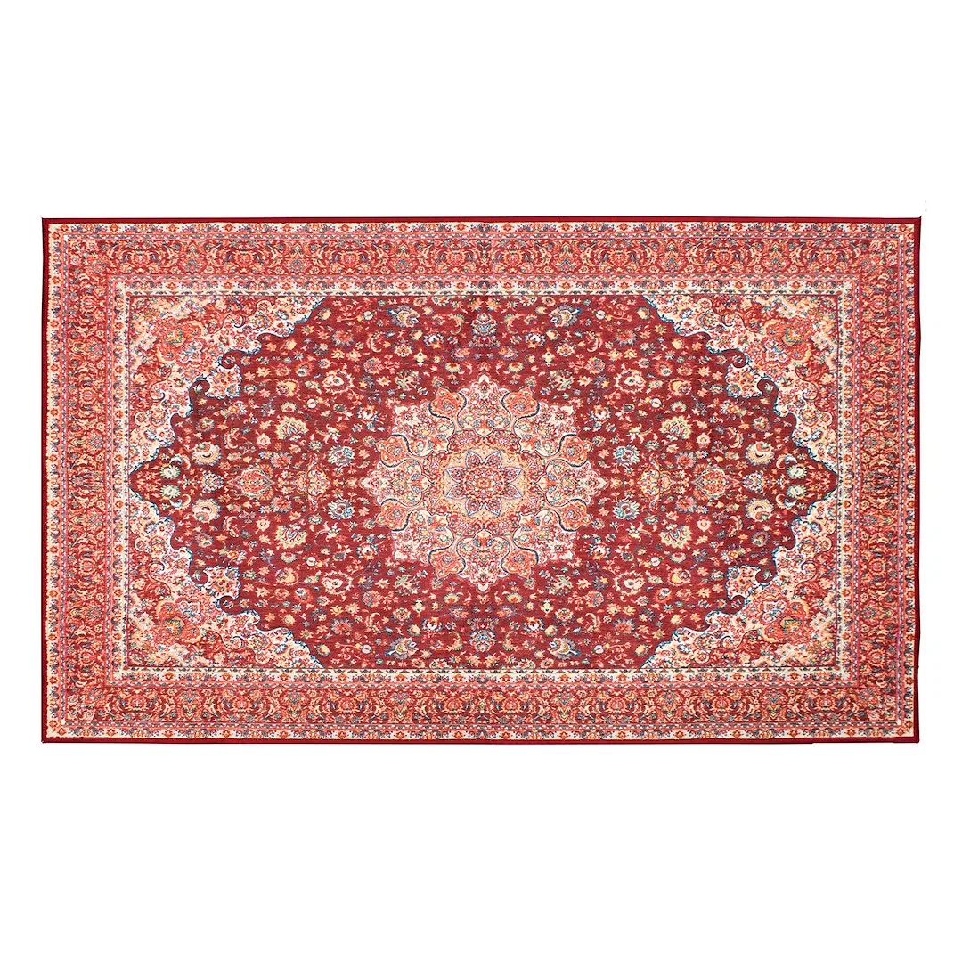 340929WEB – CRYSTAL ART Carpet, 3 Foot x 5 Foot Ruby Red Polyester Polypropylene Backing Stain Resistant Machine Wash...